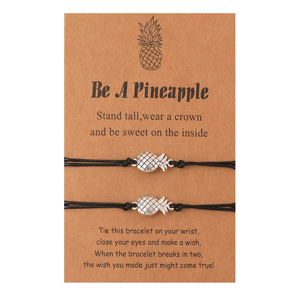 

2pcs Pineapple Bracelets Alloy Adjustable Wrist Chains Creative Braided Lucky Gifts for Friends Graduation Parties Long Lasting