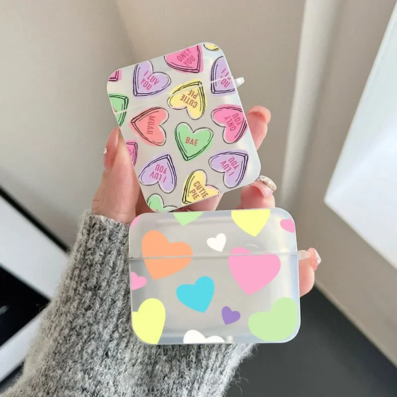 Apple Airpods Pro用のカラフルなハート型保護ケース,Airpod 4,Airpod 1,2,3,4用のシリコン保護ケース