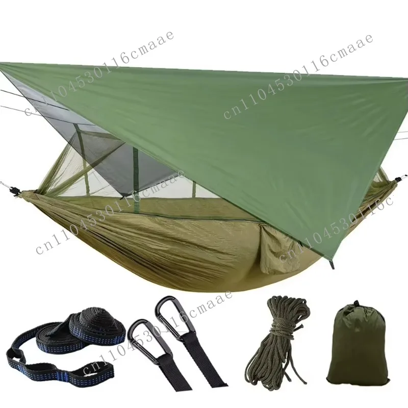Lightweight Portable 210T Nylon Camping Hammock Tent with Waterproof Rain Fly Tarp Mosquito Net Canopy for Outdoor Adventures