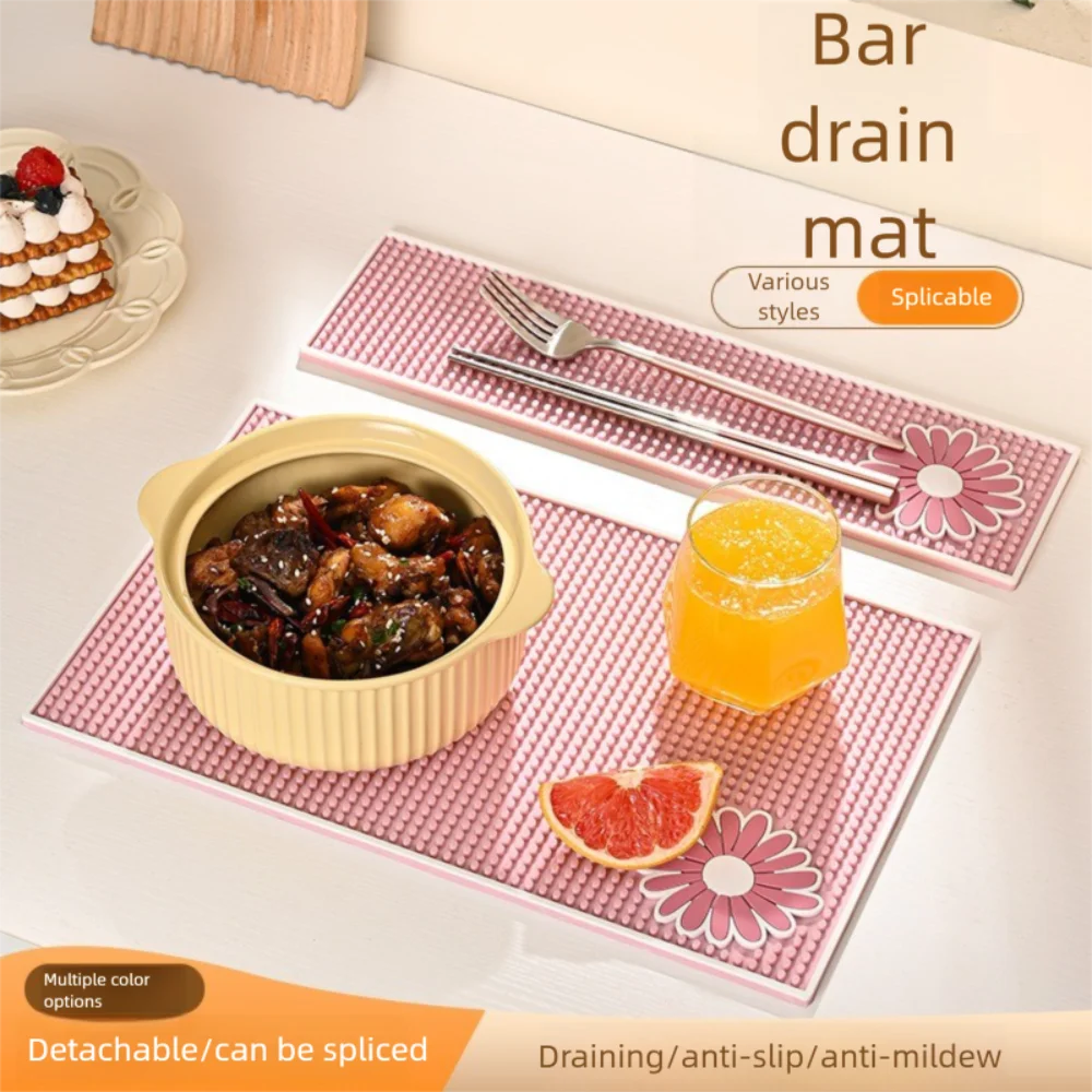 

Gifts Quick-drying Kitchen Drain Mat Non-slip Durable and Stylish Coffee Drain Mats Foldable Soft Silicone Bar Mat