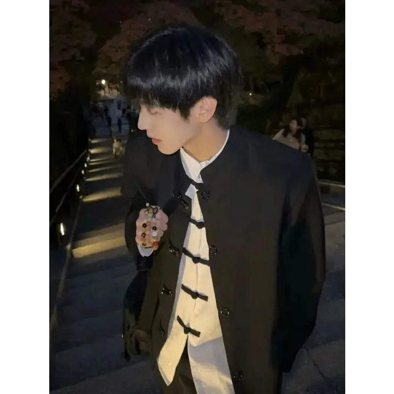 3 pezzi nuovo stile cinese con bottoni Zhongshan vestito chic colletto blazer abito casual da uomo stile cinese DK uniforme scolastica uniforme