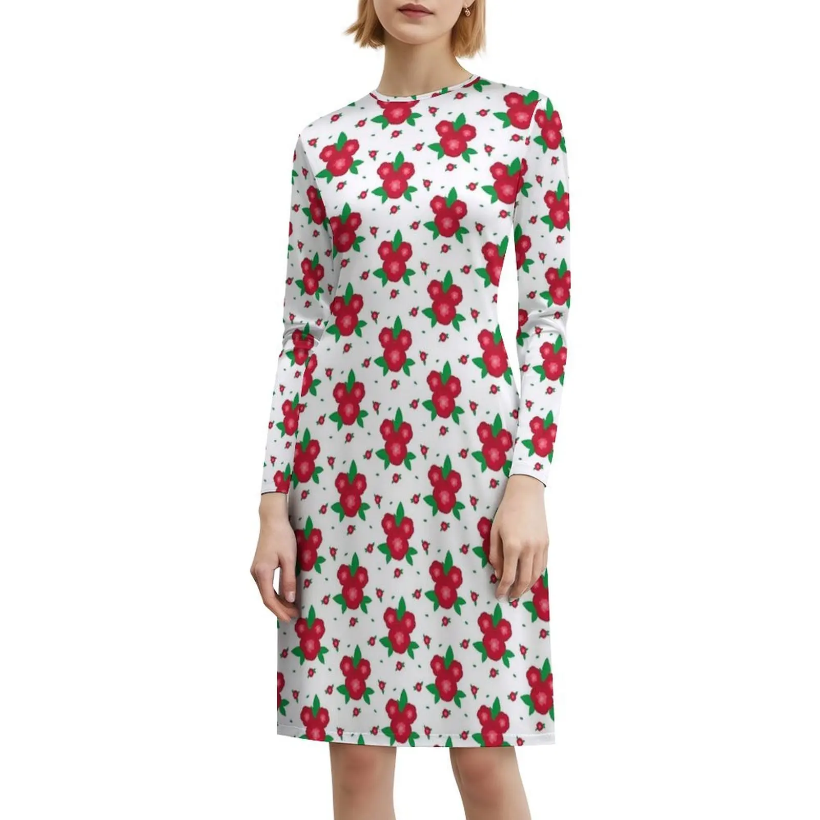 فستان حفلات نسائي من الزهور الحمراء ملابس نادي مطبوعة عصرية للسيدات زهور حمراء ورود حمراء زهور زهور أنثى #6