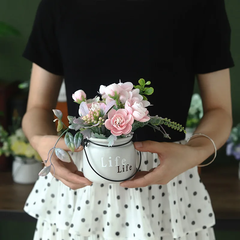 زهور اصطناعية داخلية لتزيين المنزل ، بونساي الكوبية الصغيرة ، الزهور المعمرة ، النباتات المزهرة ، غرفة تجميل