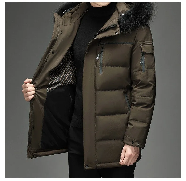 Style Hooded Jacket Short Length Casual with Windproof Wrinkle Finish Zipper Closure Thickened Regular Length Winter for Men