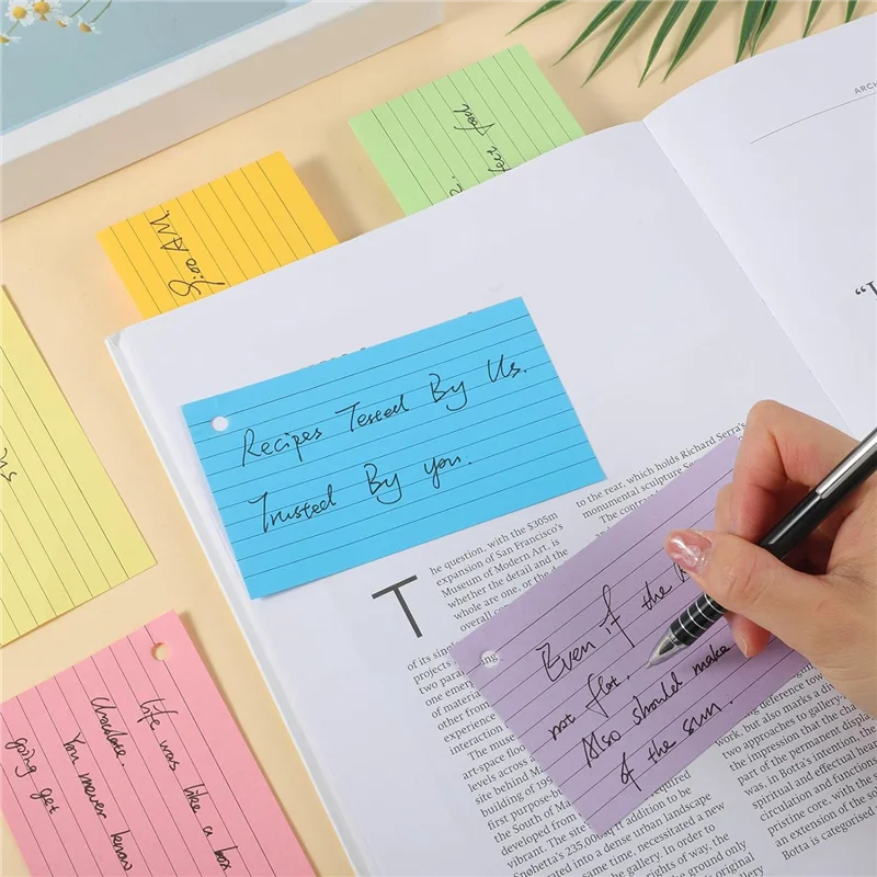 A59E-600 pièces cartes d'index multicolores cartes de révision avec 6 anneaux de reliure cartes Flash papier Kraft cartes Flash doublées enregistrement C