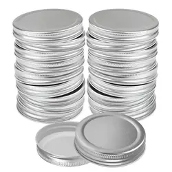 12PCS Wide Mouth Lids Mason Jar Canning Lids Food Grade Reusable Metal Caps With Silicone Sealing Rings Regular Mouth Leak Proof