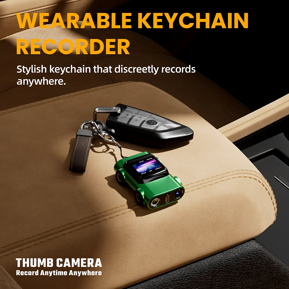 กล้องขนาดเล็ก 2K HD เครื่องบันทึกวิดีโอ รูปทรงรถยนต์ พวงกุญแจ กล้องขนาดเล็ก พร้อมแฟลชในตัว 130 °   กล้องเลนส์มุมกว้างออโต้โฟกัส