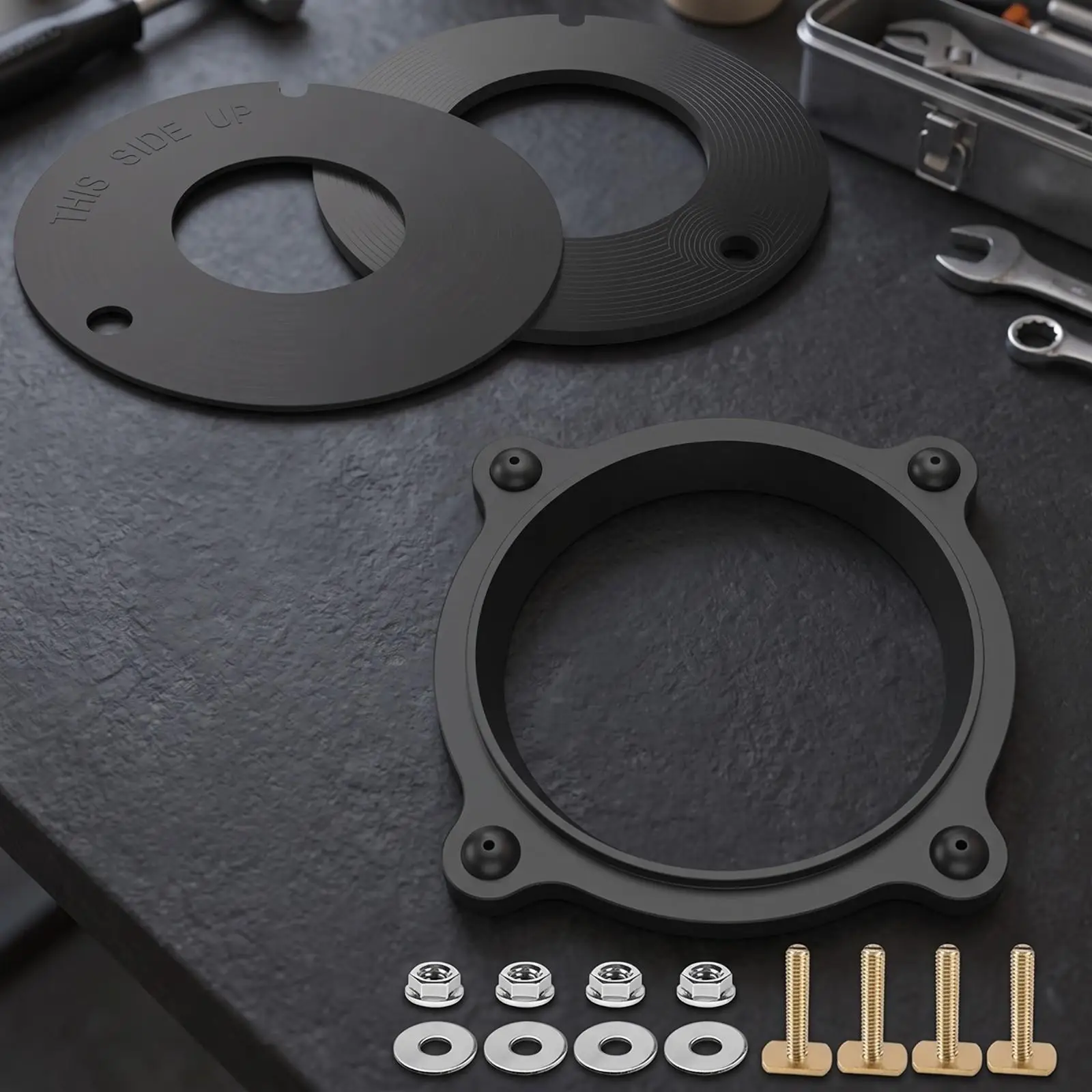 Durable Black Silicone Toilet Flange Gasket for Travel Trailer Restroom Low Profile Bowl Seal with Tabs