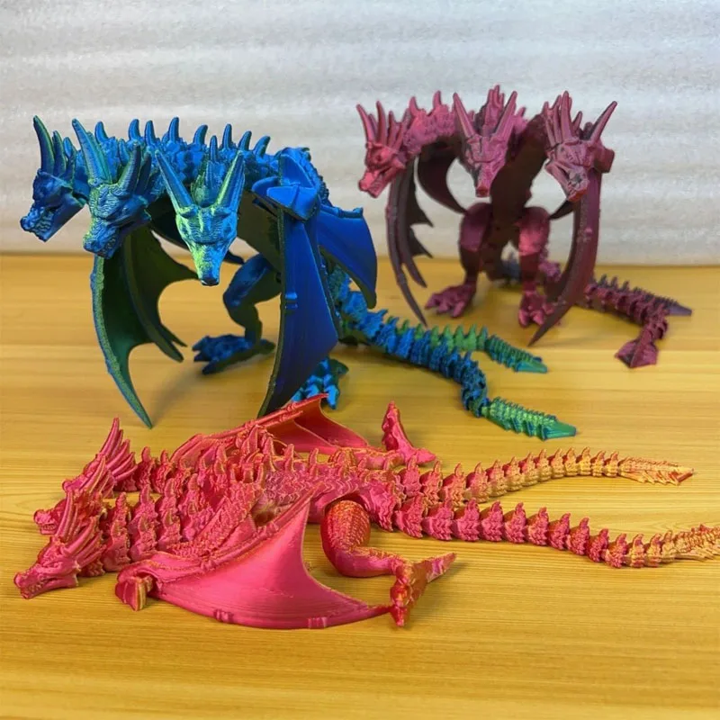 CATOR Lot De 3 Dragons Imprimés 3D – 13 Cm – Figurines Flexibles Articulées – Cadeau Surprise Pour Enfants Et Adultes – Décoration De Bureau