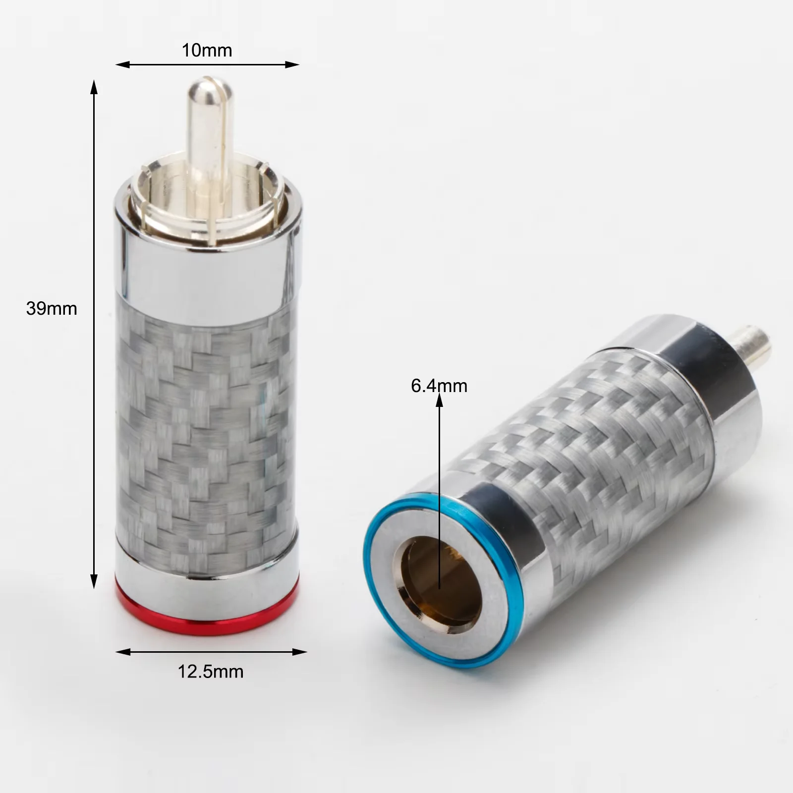 4PCS Carbon Fiber RCA Plug Gold/Silver Plated for Audio Signal Cable Manual DIY Connector