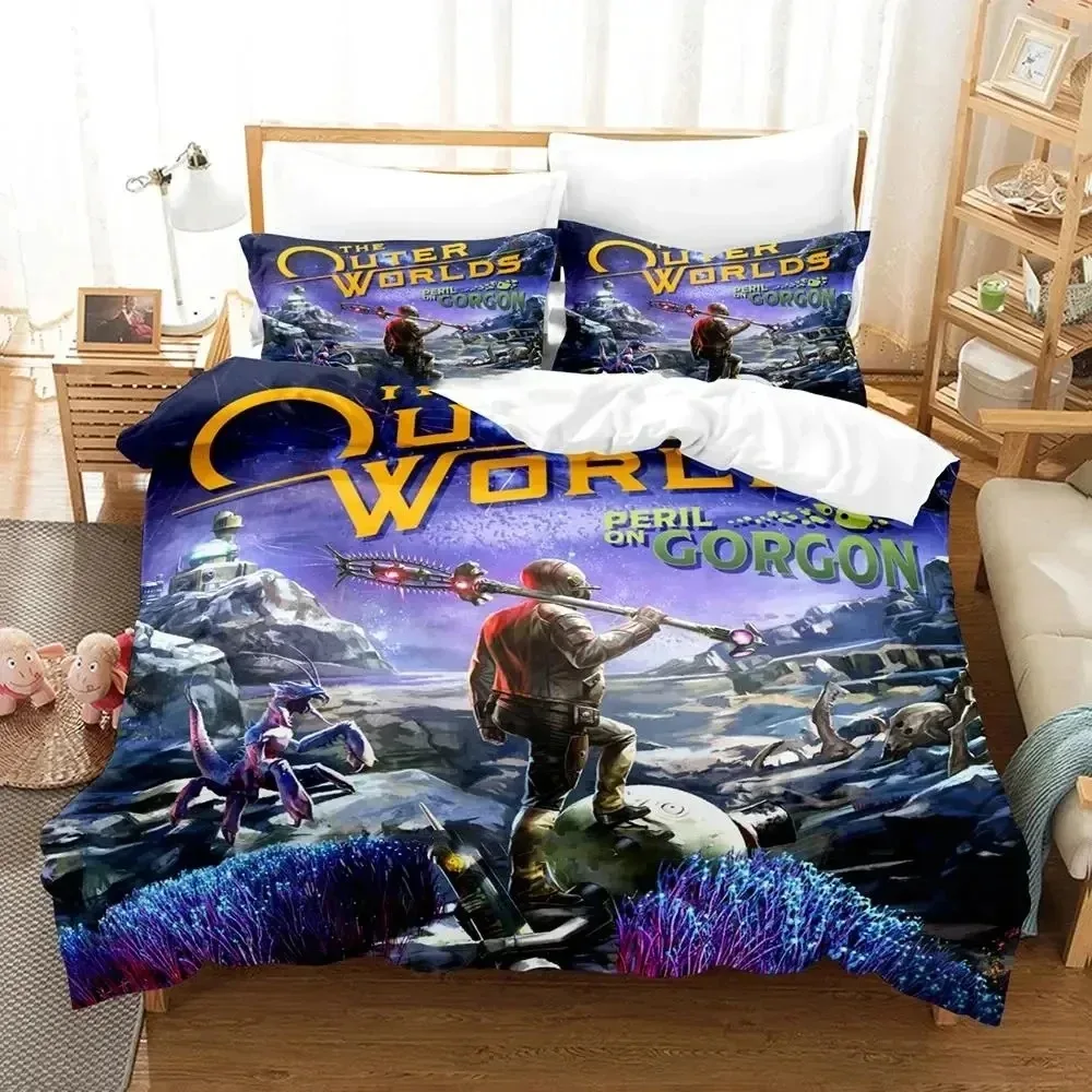 

3D Print Game Outer Worlds Bedding Set Duvet Cover Bed Set Quilt Cover Pillowcase Comforter king Queen Size Boys Adult Bedding