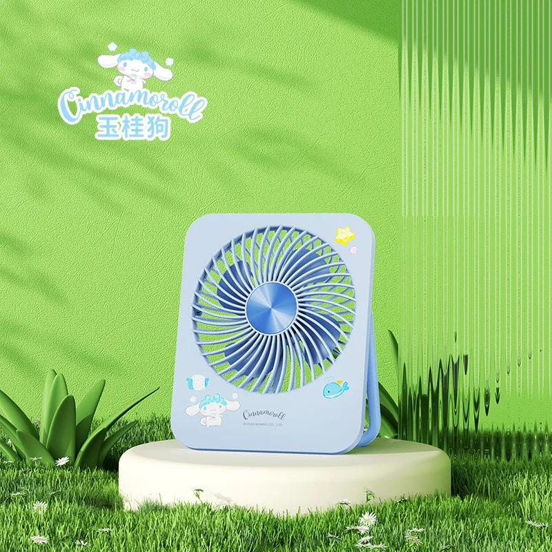 Sanrio Fan Hello Kitty Cinnamoroll Kurumi Kawaii Cute Summer Student Dormitory Cartoon Windy Fan Charging Toys Girls Gifts