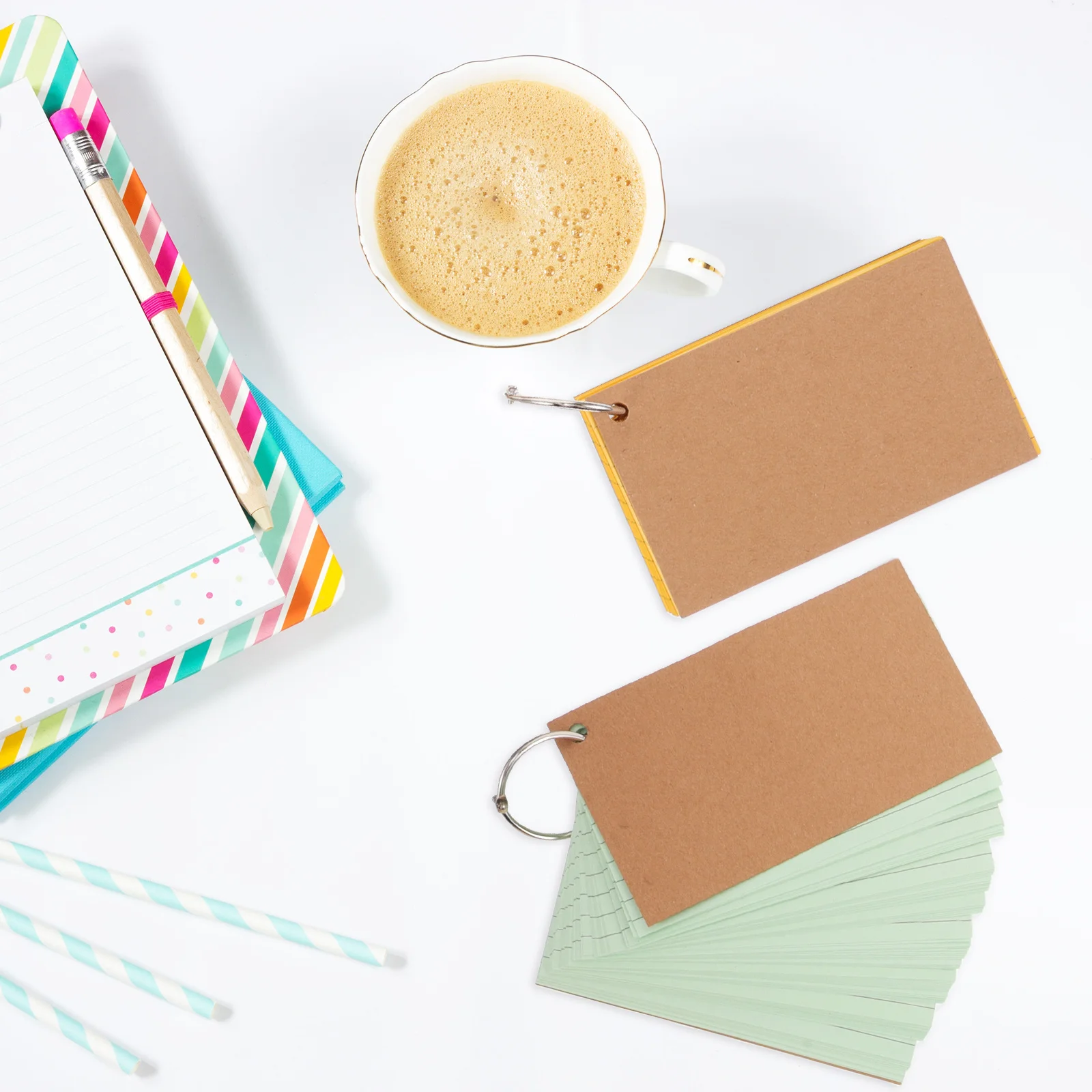 10pcs Cards Double-Sided Lined Loose-Leaf Study Note Cards For Exam Review College Essentials Thick Blank