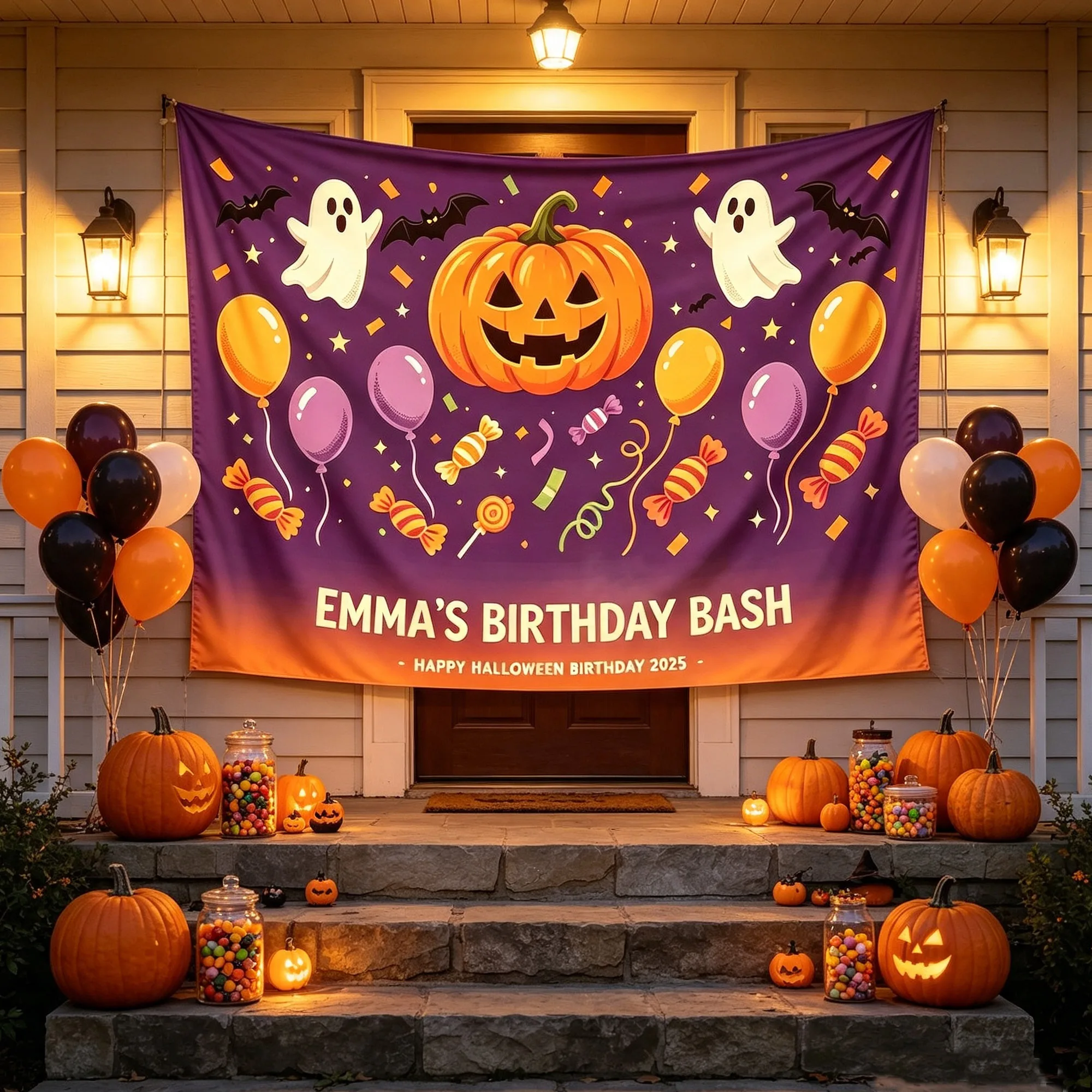 Personalized Halloween Custom Tapestry Customizable Text Party Banner Holiday Home Wall  Decor Oversized Party Banquet Backdrop