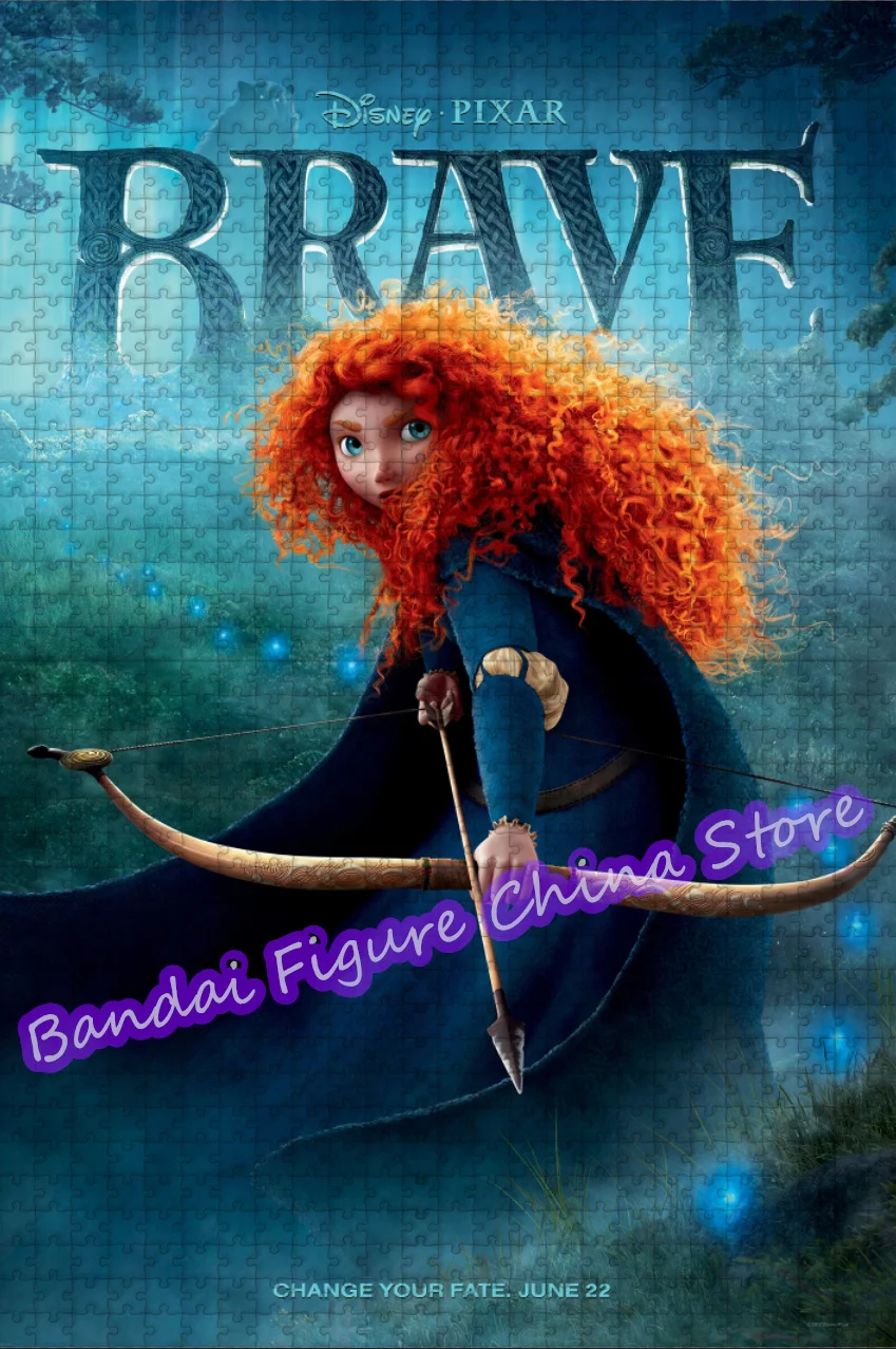 Brave ภาพยนตร์จิ๊กซอว์ปริศนา 300/500/1000 ชิ้น Disney Princess Merida รูปการ์ตูนพิมพ์ปริศนาสําหรับเด็ก Decompress ของเล่น