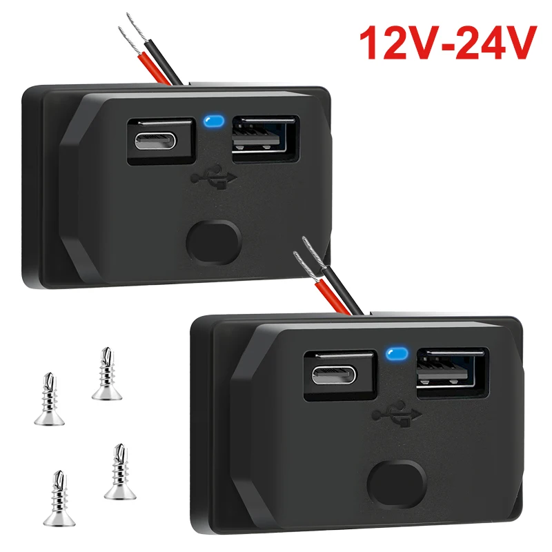 

Car Charger 2 Port DC5V/3.1A 12V 24V USB Outlet Car Socket Power Outlet with Panel Mount Waterproof for Car Bus RV Truck