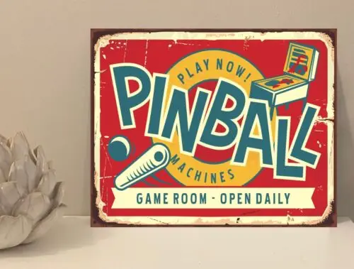 Pinball-Spiele Rustikales Retro-Metallschild Geschenk für Zuhause Neuheit (mt122)-Aluminium