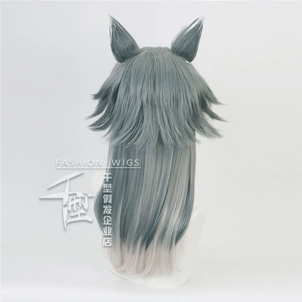 أنيمي الحيوان الرابسودي وولف راي جاشي تأثيري أوكي رمادي مختلط شعر مستعار أبيض آذان هالوين كرنفال فستان الحفلات