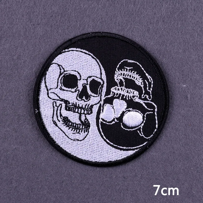 Flamme Schädel Patch Kleidung Punk Bestickt Patches Für Kleidung Eisen Auf Patch Auf Kleidung Thermoadhesive Patches Jacke Abzeichen DIY – Detail 19