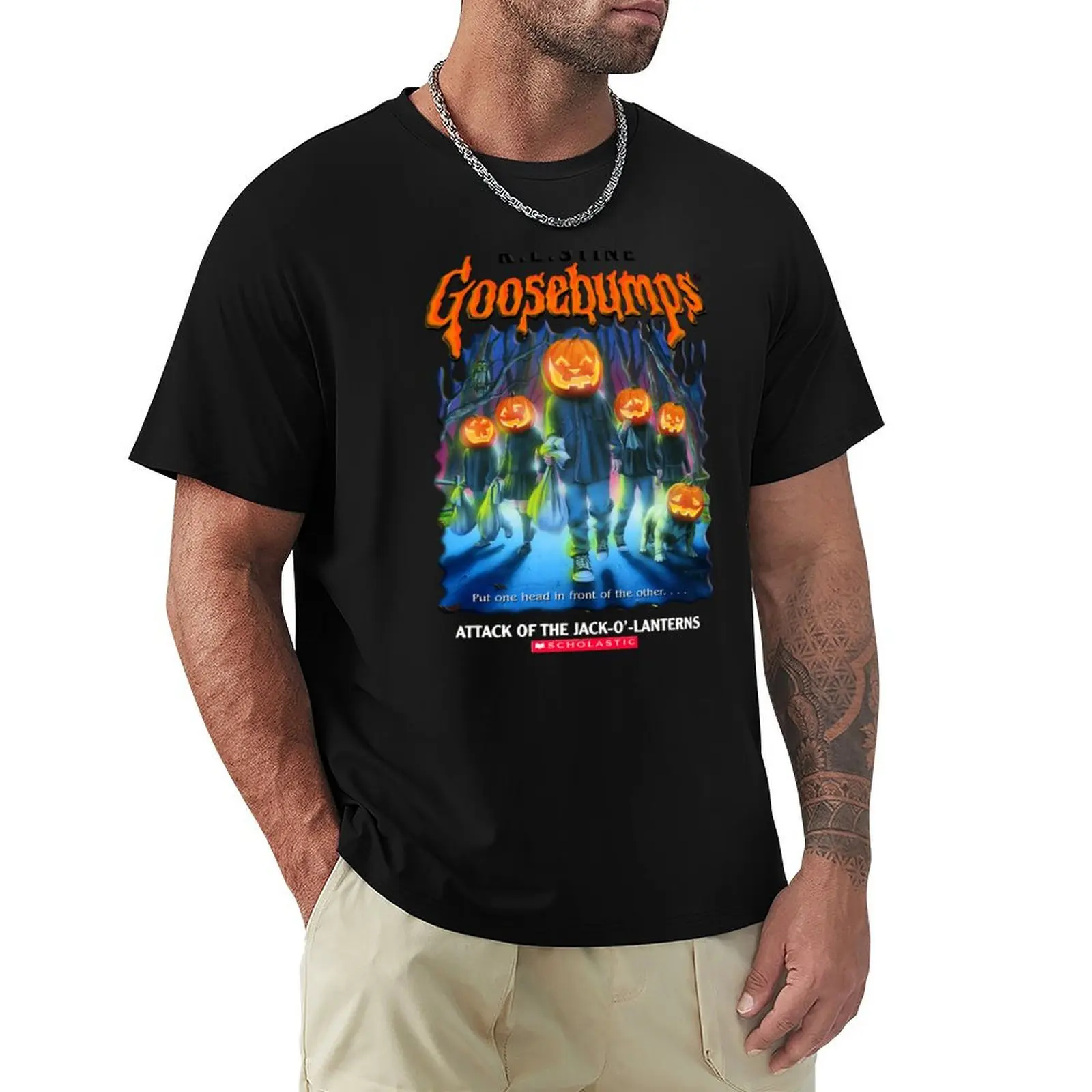 Goosebumps Attack of the Jack O_amp_s Lanterns T-Shirt Basic Short Sleeve Cotton Blend T-Shirt