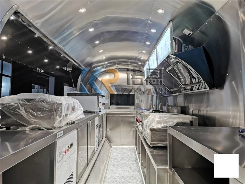 Custom Stainless Steel Food Trailer 500*200*230 cm Mobile Bar Trailers Airstream Food Truck with Full Kitchen Food Cart