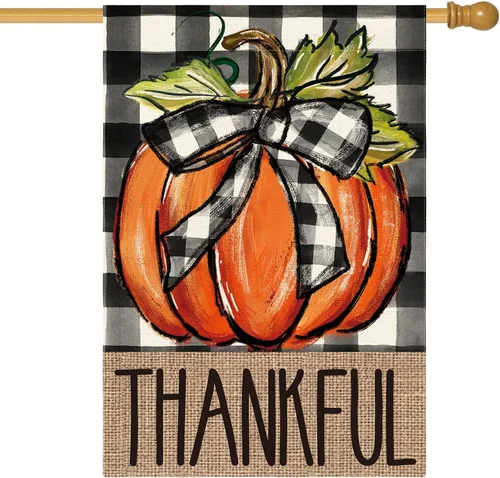 Fall Thanksgiving House Flag 28X40 Inch Double Sided, Pumpkin Thankful Holiday B 705353948657 AAV hhz