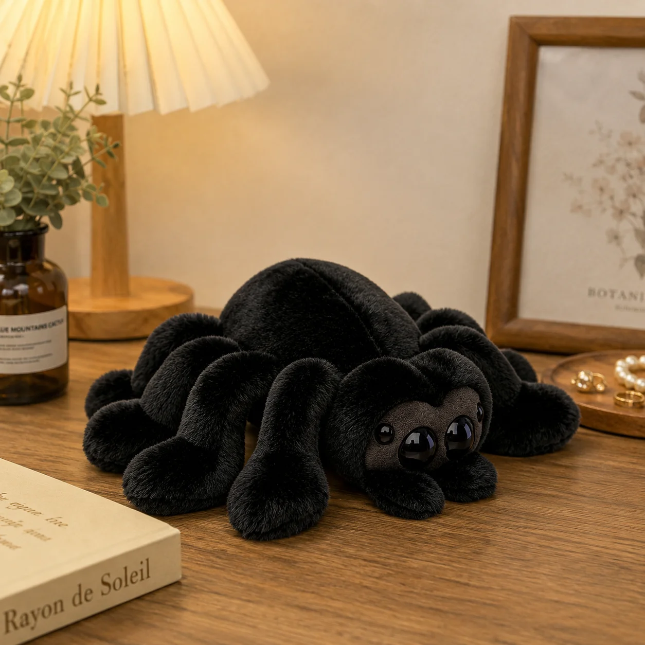 30cm Black Spider Plush Toy Soft Stuffed Animal Cute Spider Plushie Doll Pillow Halloween Birthday Gift for Kids Boys Girls