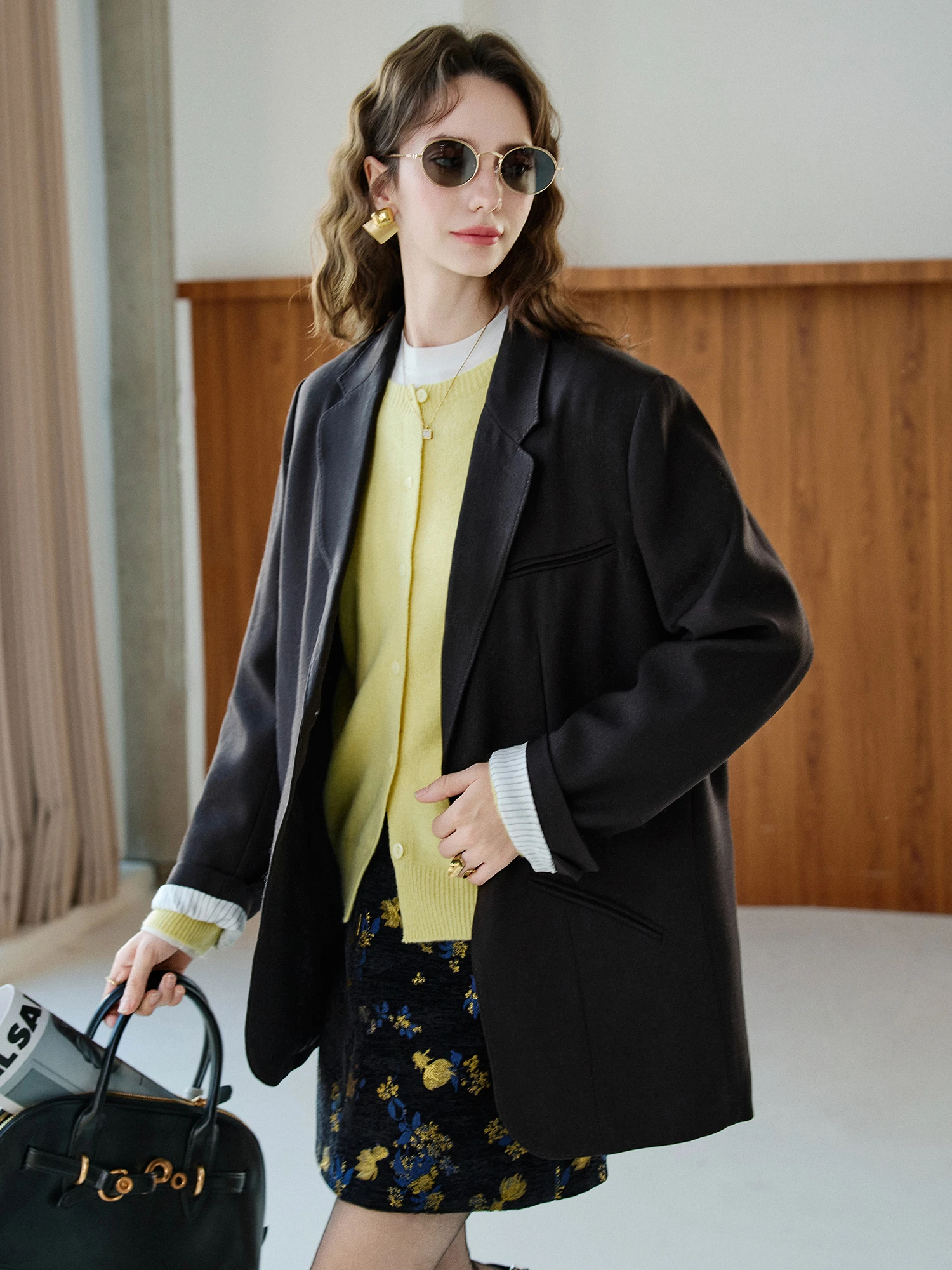 Colete de Lã Feminino Casual para o Dia a Dia: Casaco Solto e Elegante para o Escritório e Uso Diário