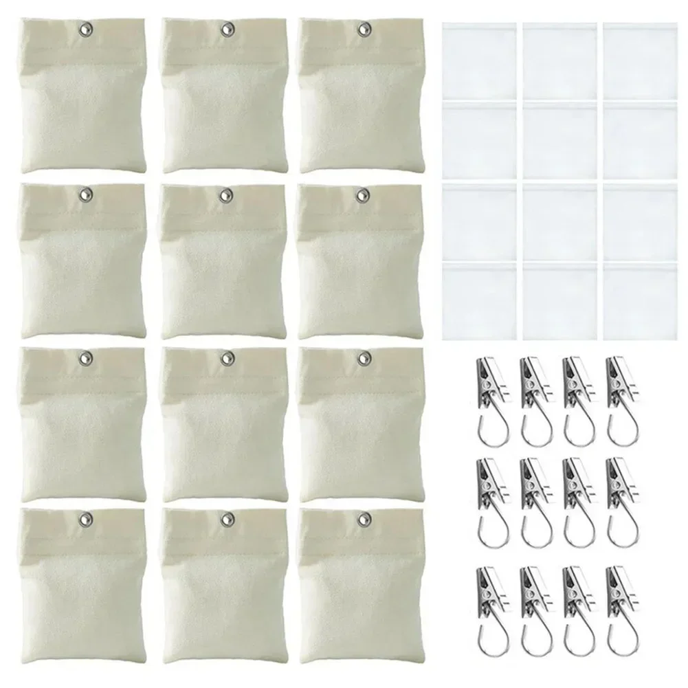 

Outdoor Curtain Weight Bags 12 Pack for Securing Drapery and Tablecloths with Metal Clips and Sealable PE Bags