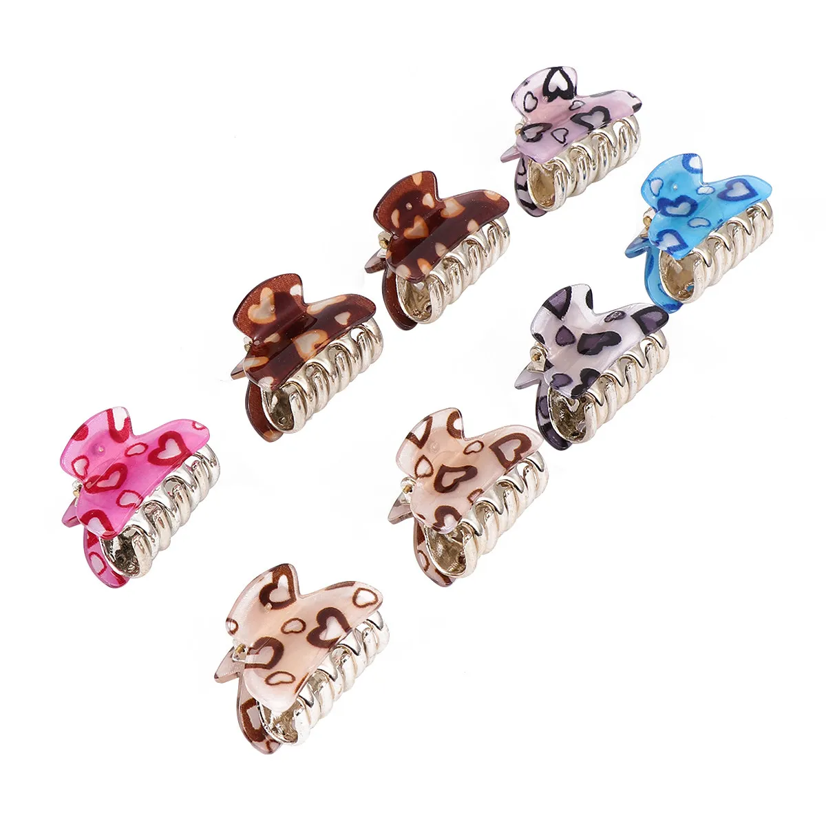 

8pcs Heart Hairpin Claw Clamp Small Durable Clip For Women Fashion Hair Accessories Gift Idea Wide Use Hair Styling Tool