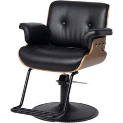 Keaton Styling Chair for Professional Salons and Barbers-Modern Hair Stylist Chair with Inclined Seat Back–Black Vinyl