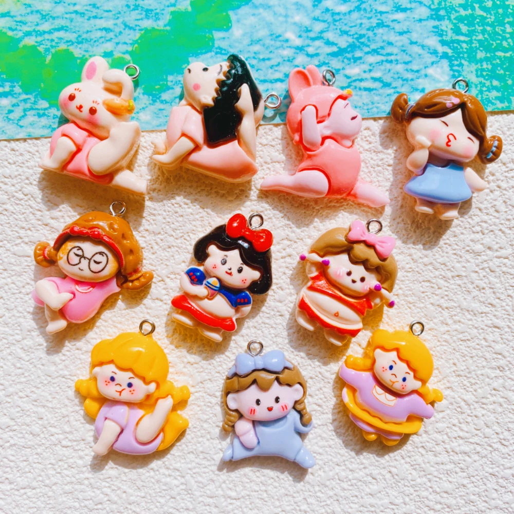 10Pcs Weight Loss Girl Charms for Pendant Jewelry Making Supplies Keychain Necklace Earrings Princes DIY Findings Accessories