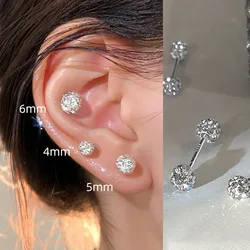 1 pc de aço inoxidável unissex feminino masculino redondo cristal zircão orelha studs brincos 4 dente tragus cartilagem piercing moda jóias