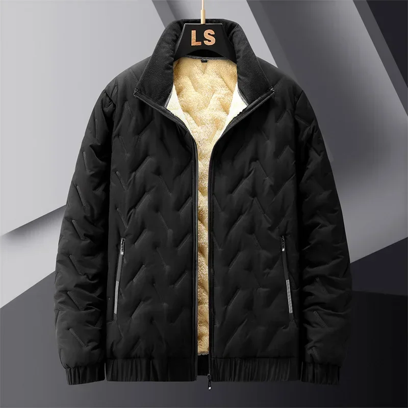 

2023 New Mens Spring Jacket Autumn Thermal Lightweight Lined Fleece Jacket Male Coat Turn Down Collar Big Size Outerwear 8XL 5XL