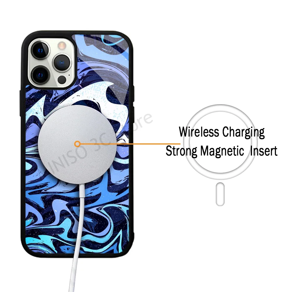 Fluid Art Phone Case Strong Magnetic For IPhone 15 14 13 Pro Max 11 12 Mini For Magsafe