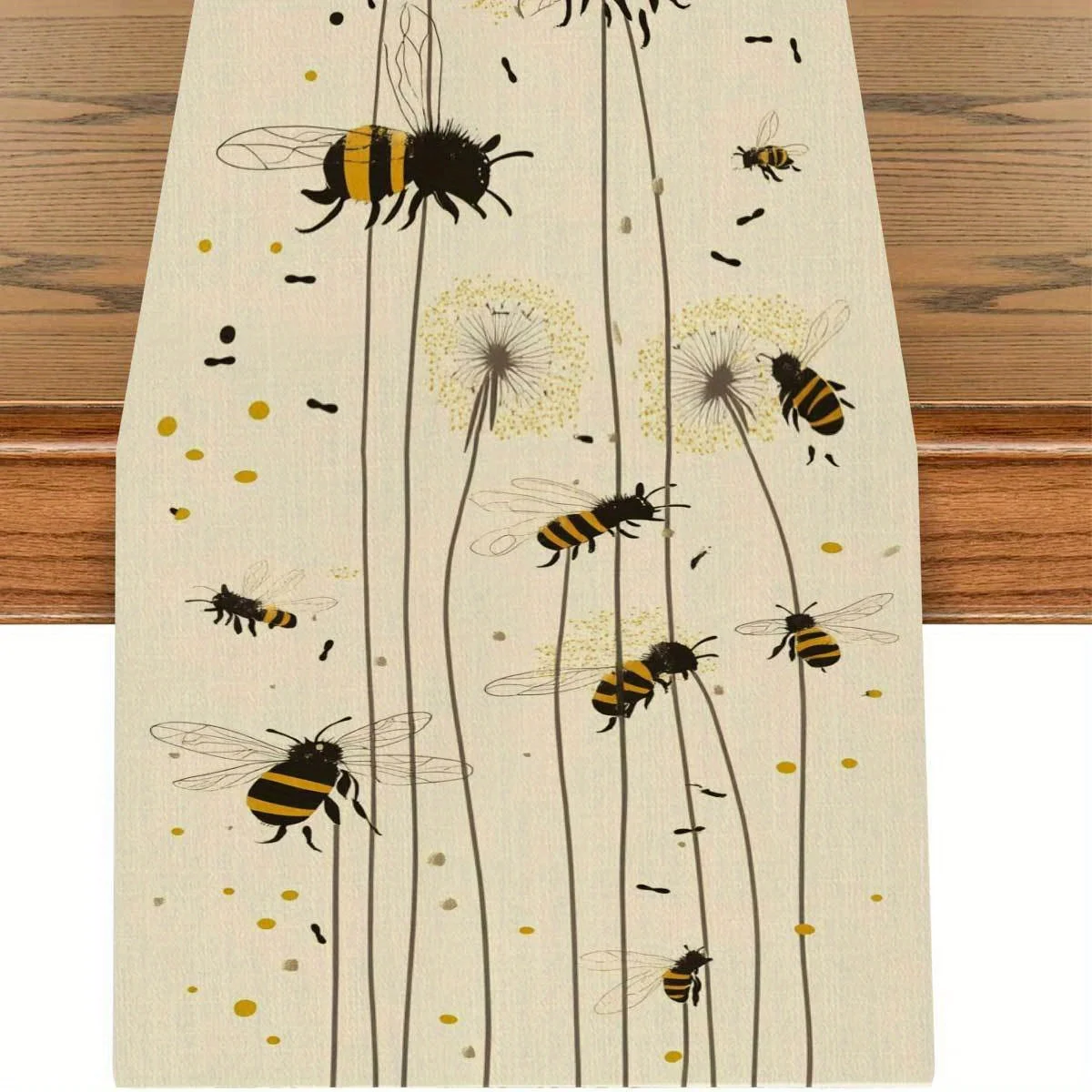 Bee Dandelion Rustic Table Runner - Printed  Dining Coffee Table TV Stand Home Decor