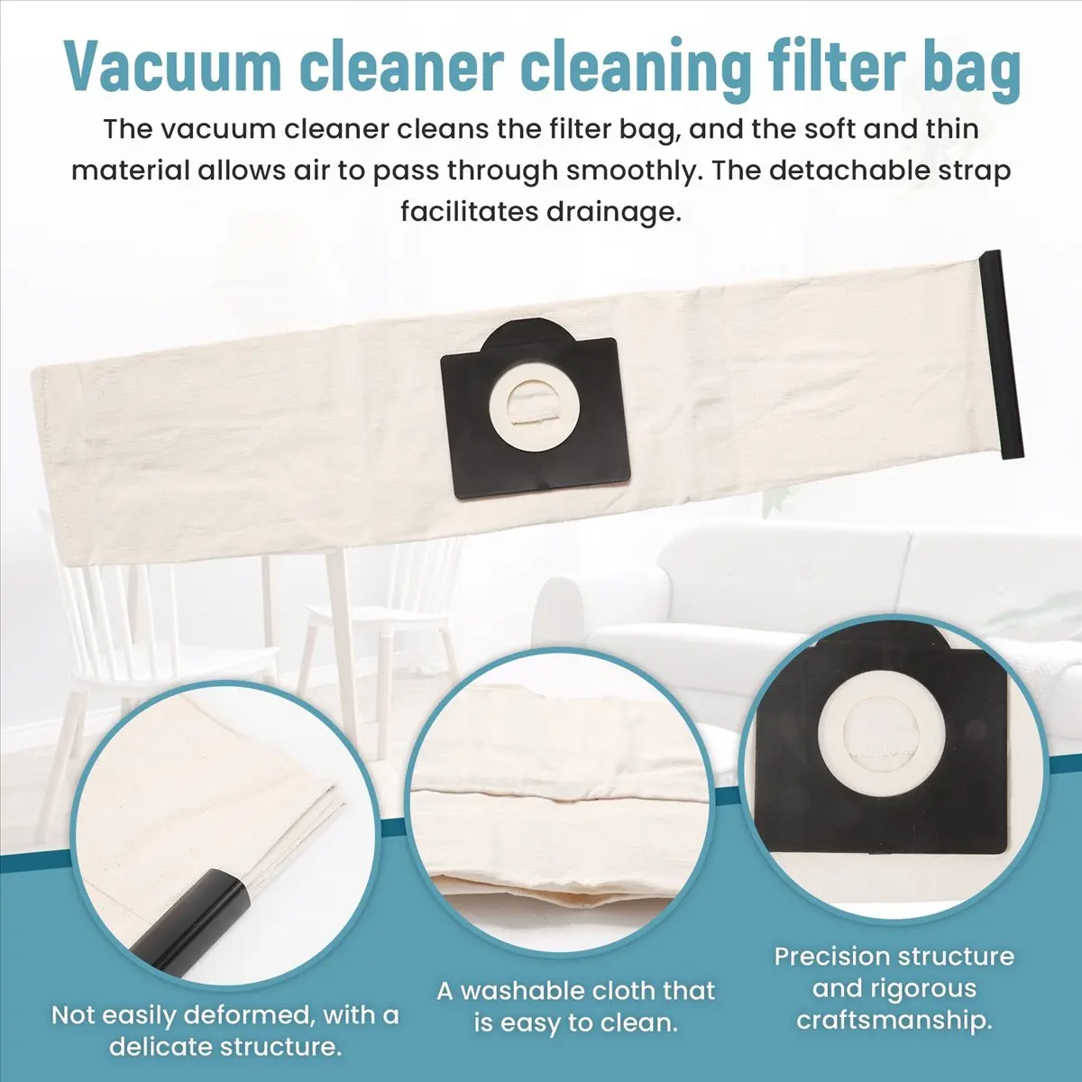 #14F Washable Filter Bags Vacuum Cleaner Bag Proscenic Vacuum Part,Vacuum cleaner garbage bag,(creamy-white)