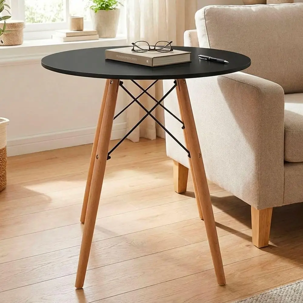 Mesa de Comedor Estilo Eames, Mesa Laminada para Comedor, Mesa Redonda Eames para Desayuno, para 2 o 3 Personas, Mesa para el Hogar y la Oficina