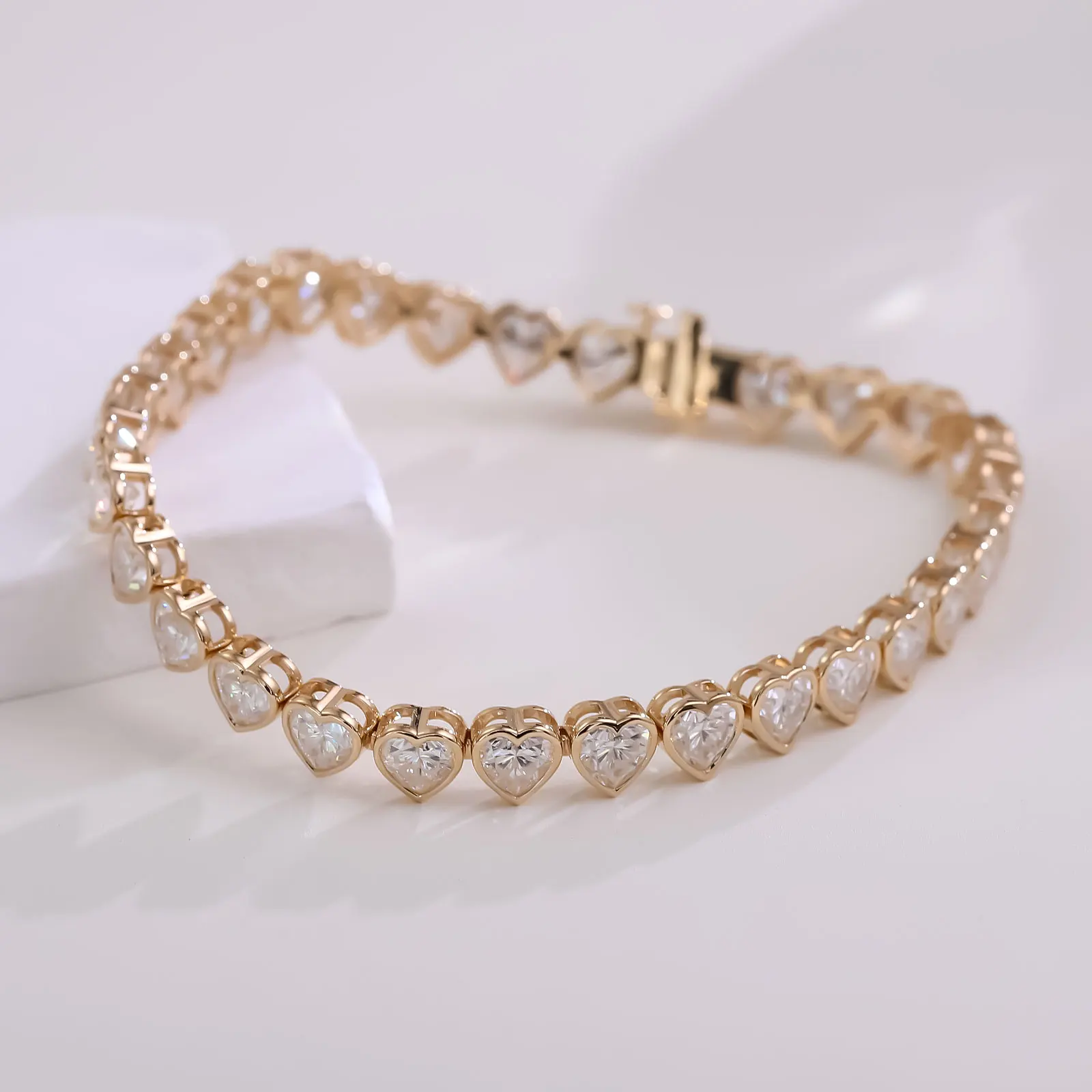 

Браслет-цепочка Provence из стерлингового серебра 925 пробы с муассанитом в форме сердца, класс DEF VVS, сверкающий, для женщин