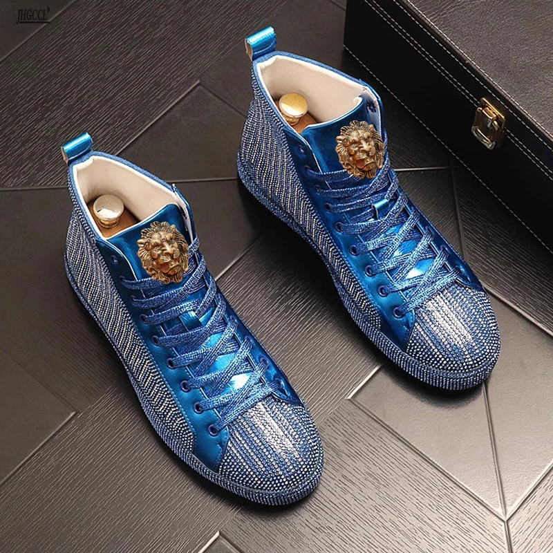 

High-top shoes fashionable and unique men's studded mid-calf boots from a trendy brand New style breathable high-top sneakers 2