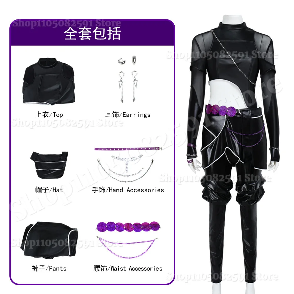 2026 Black Suit Women Girls Mira Zoey Rumi Cosplay Costume Kpop for Demon Hunters Halloween Rumi Battle Suit Huntrix Cosplay - Image 6