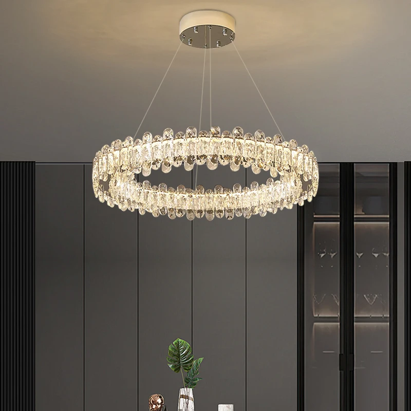 Living Room Villa Crystal Luxury Chandelier Kitchen Island Pendant Light Duplex Ceiling Lamp Modern Pendant Light Changeable view 4