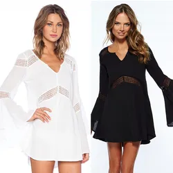 Kobiety Plaża Cover Up Lace Hollow Crochet Swimsuit Beach Dress Summer Women Cover-Ups Strój kąpielowy Swim Cape Beach Wear Tunic