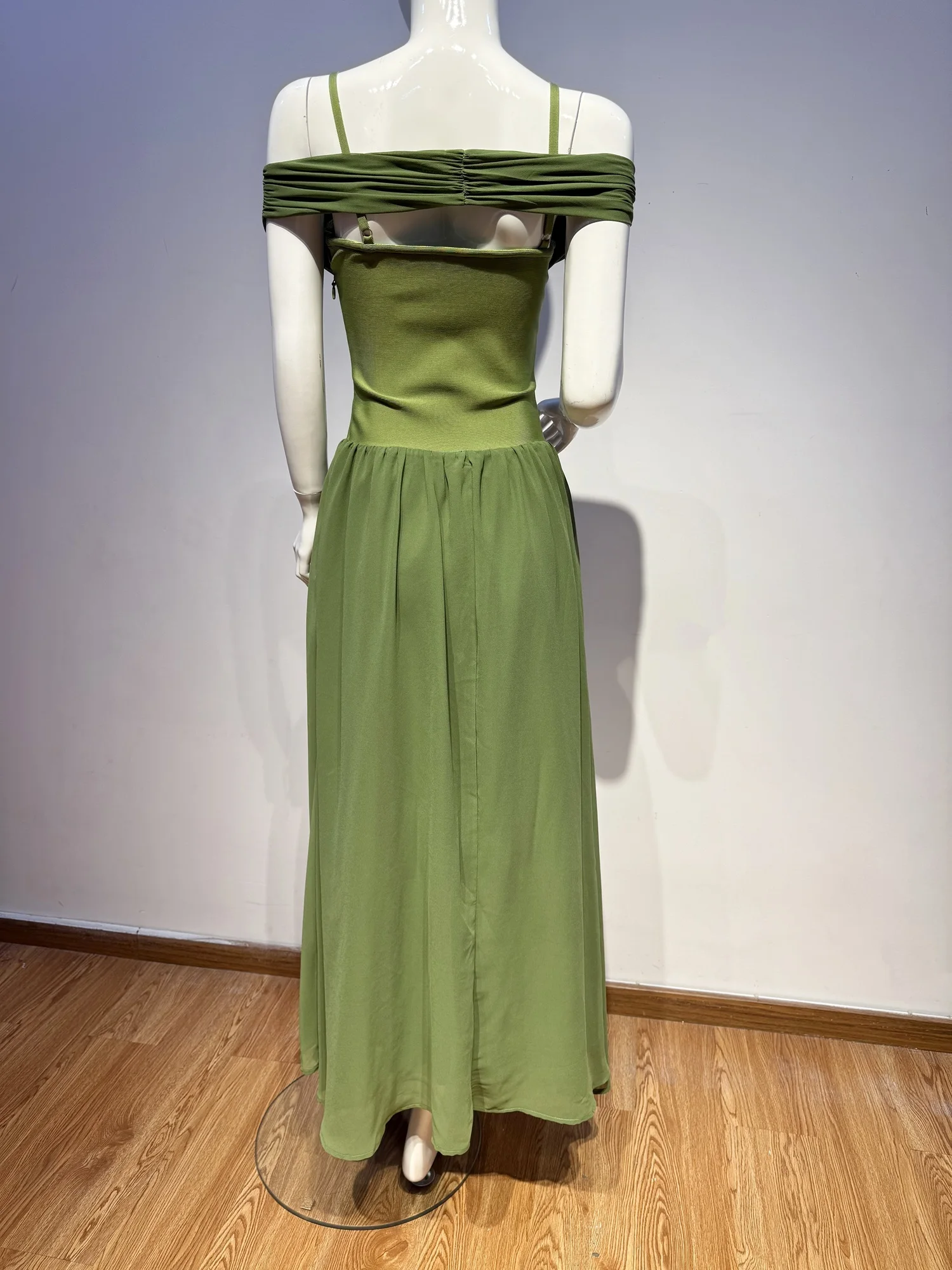 Vestido de aniversário de luxo feminino verde dupla camada tornozelo comprimento macio e confortável vestidos de festa de rua saindo vestido de formatura