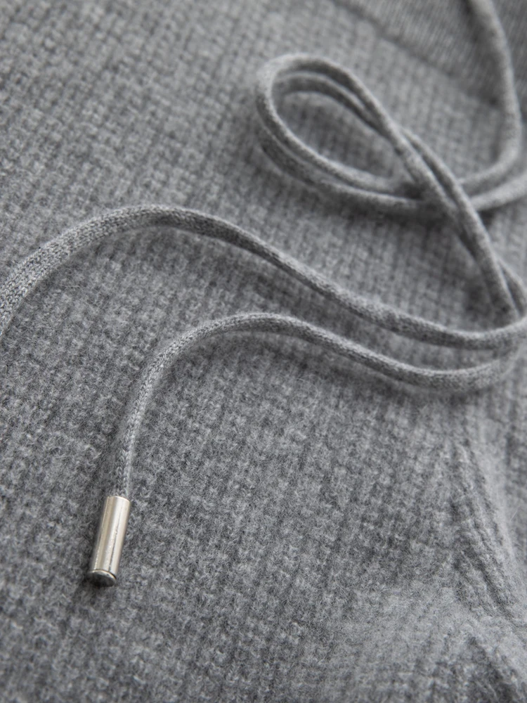 

TLOML Autumn Winter Women Hoodie Zipper Cardigan Wide Leg Pants Suit 100% Cashmere Knitwear Outfit Sweater Pant Set Luxury Comfy