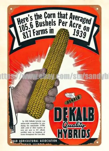 1939 Dekalb seed corn Farm House agricultural equipment metal tin sign