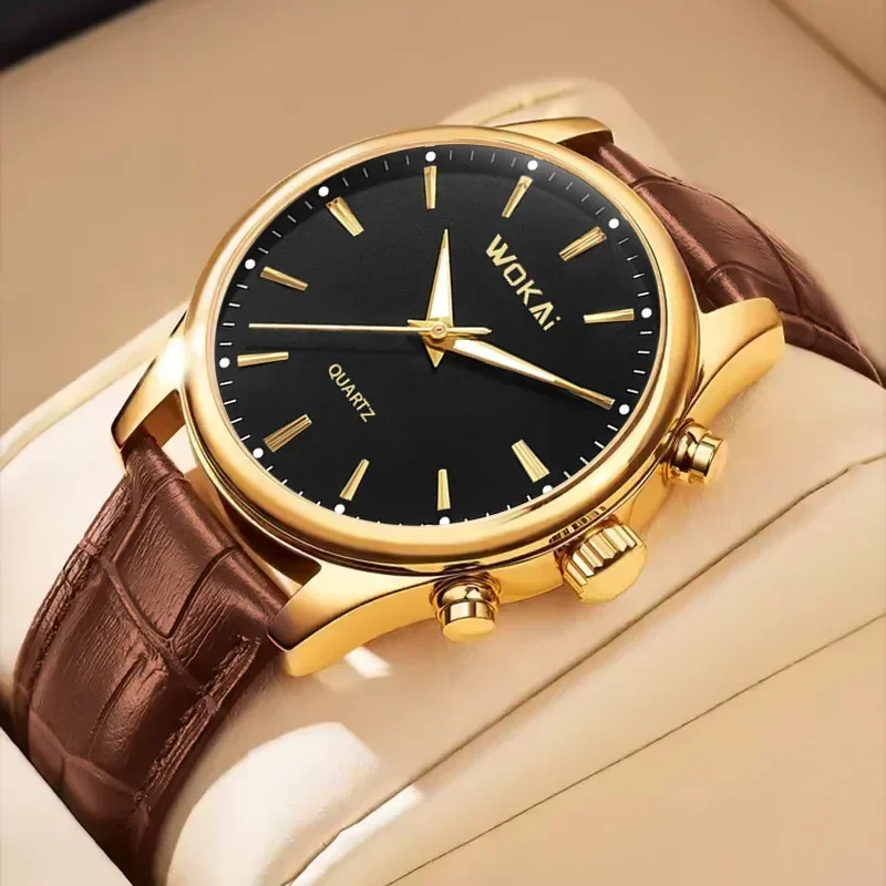 Reloj clásico de alta calidad para hombre, relojes de pulsera de cuarzo con correa de cuero de negocios a la moda, reloj Simple con personalidad para hombre