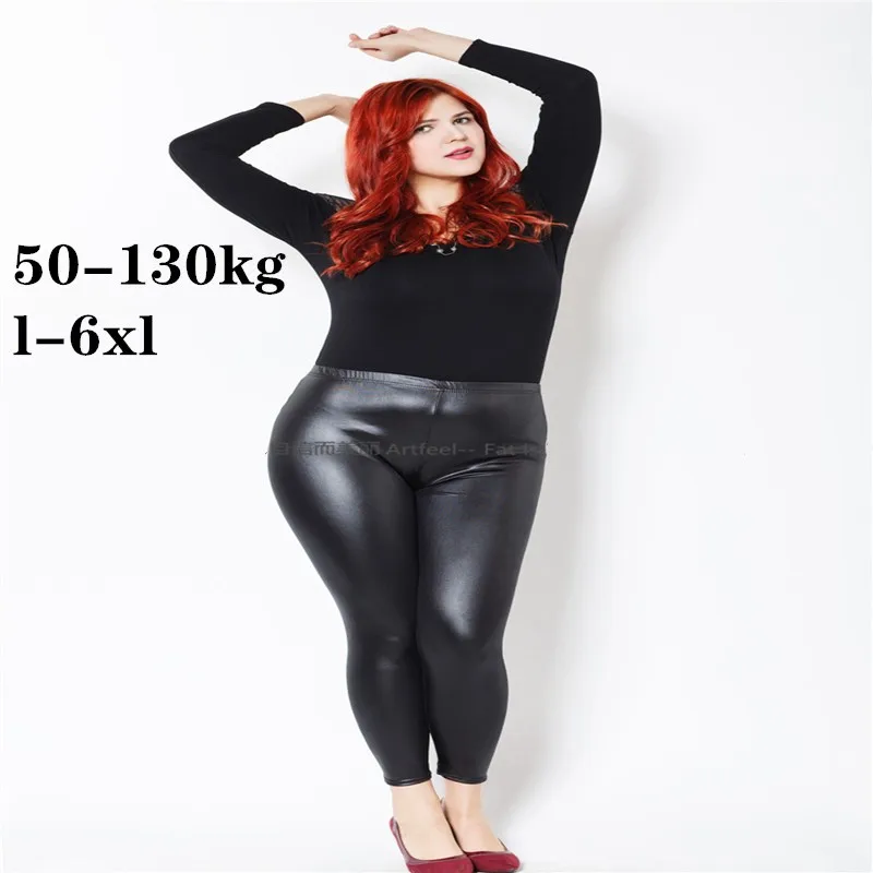 2024 New Design Plus Large Size 45-140kg Pants Imitation Leather Fall Leggings winter Fat Big Girl Jin Women Wear Black Split