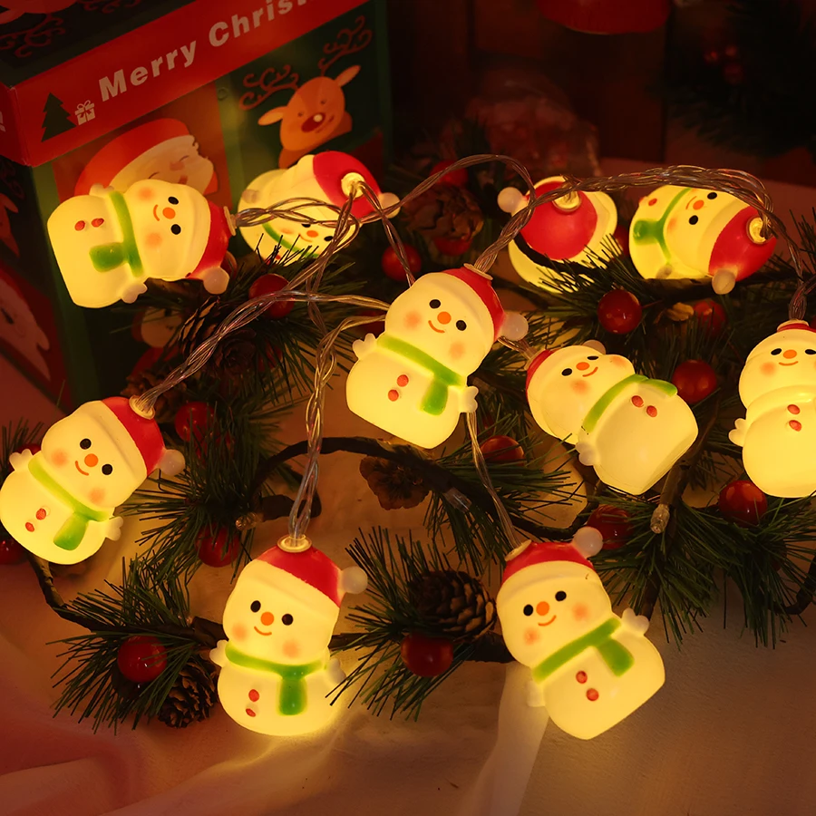 Guirlande lumineuse de noël LED, Arrangement de décoration d'arbre de noël en plein air, atmosphère de bonhomme de neige de noël, guirlande lumineuse colorée