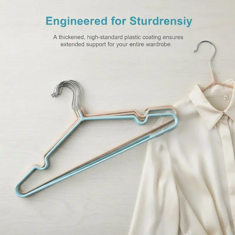 20Pcs Scratch Resistant Plastic Dipped Clothes Hangers Durable Garment Racks for Home Travel Laundry Drying
